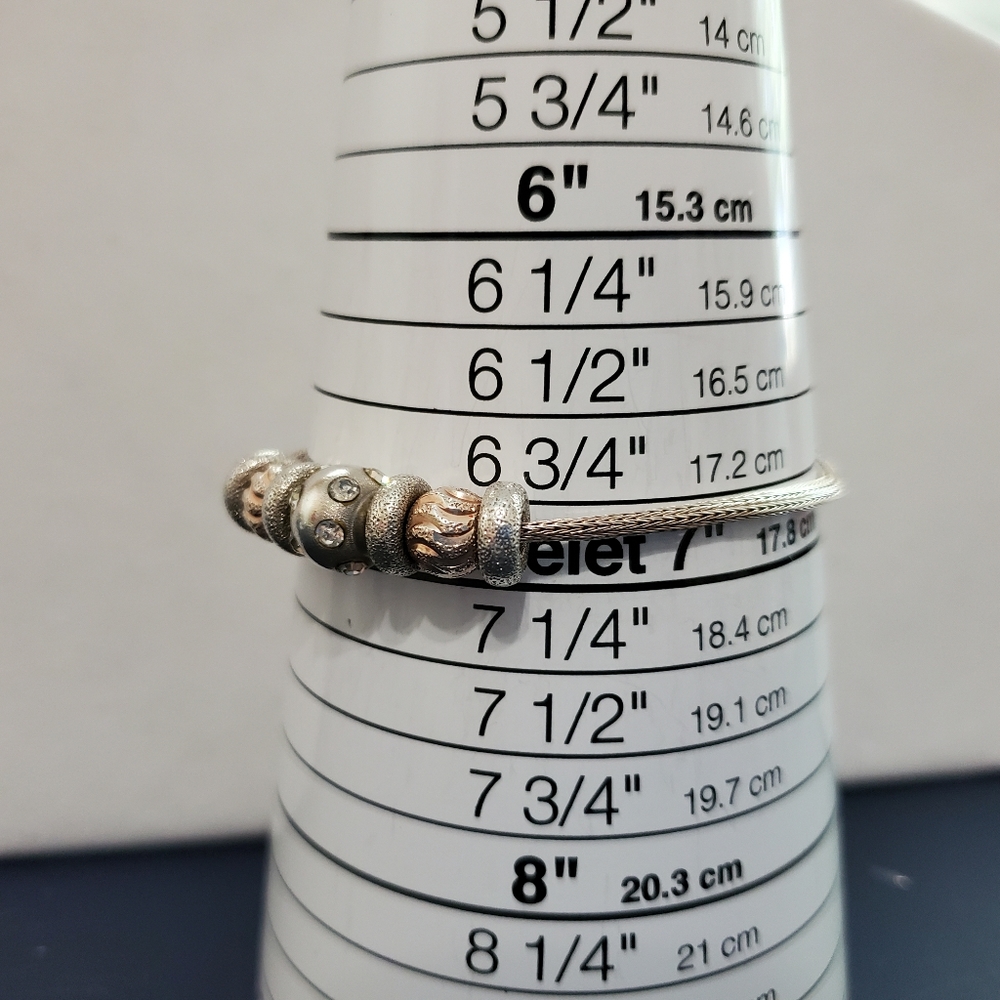 Dyadema 925 Italy Bracelet with Rose & Silver Beads (Adjustable!) - Picture 10 of 16